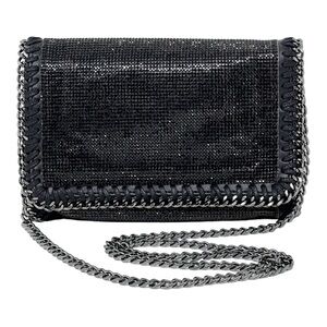 Crystal Rhinestones Embellished Faux Leather Crossbody Bag